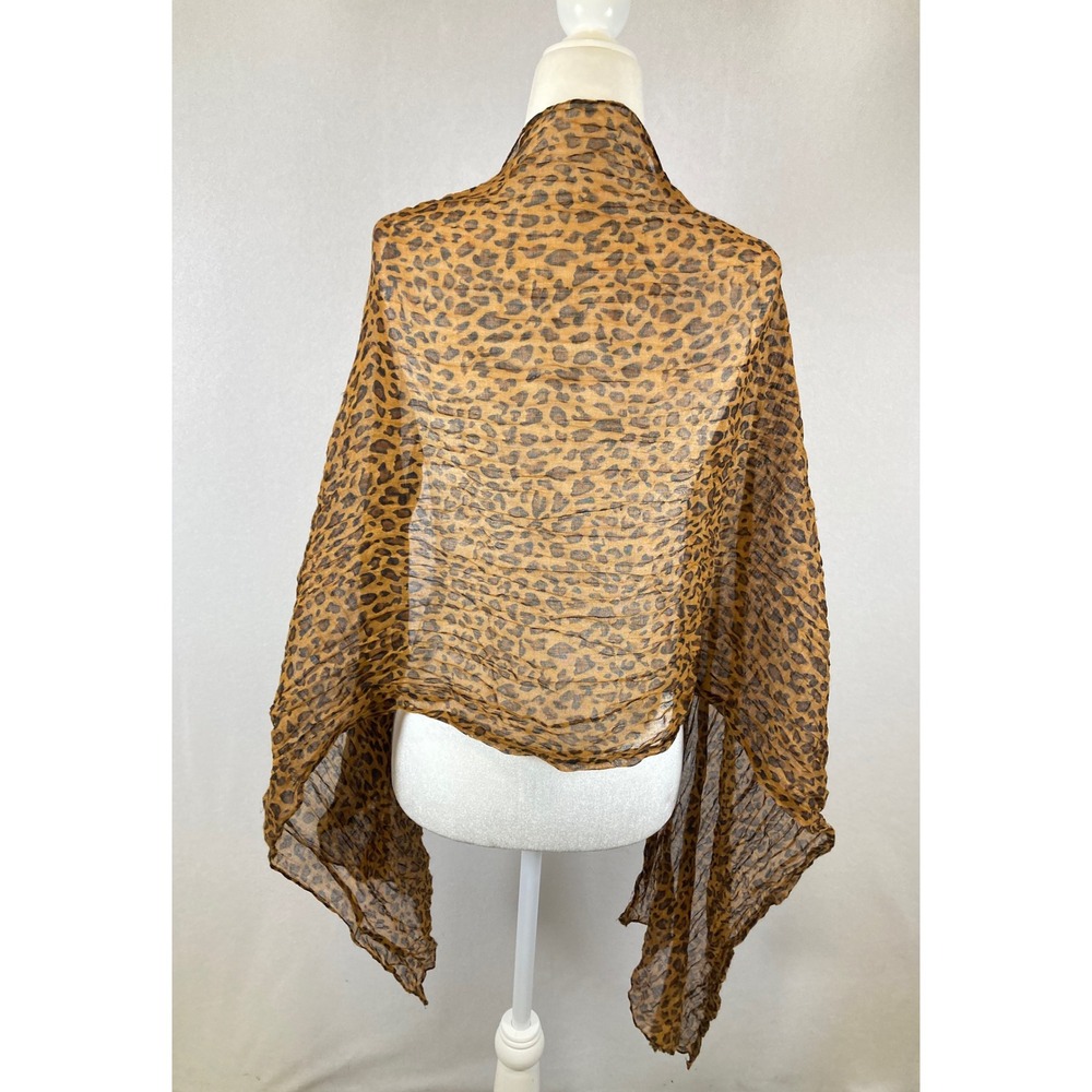 Chic Leopard Print Mob Boss Wife OS Brown Animal Print Lightweight Wrap Scarf